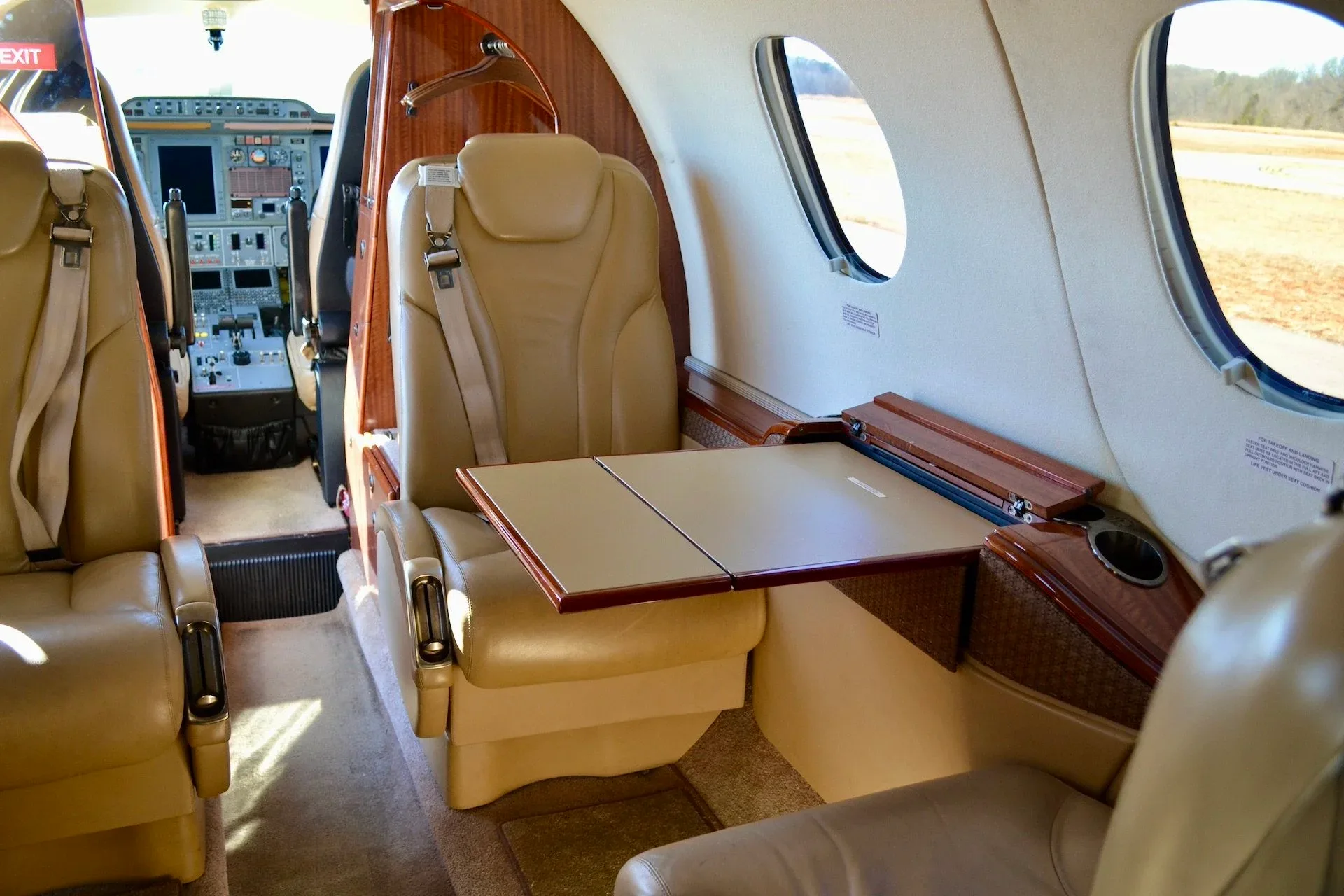 Cabin interior of a 2010 Beechcraft Premier IA — Carolina Jet.