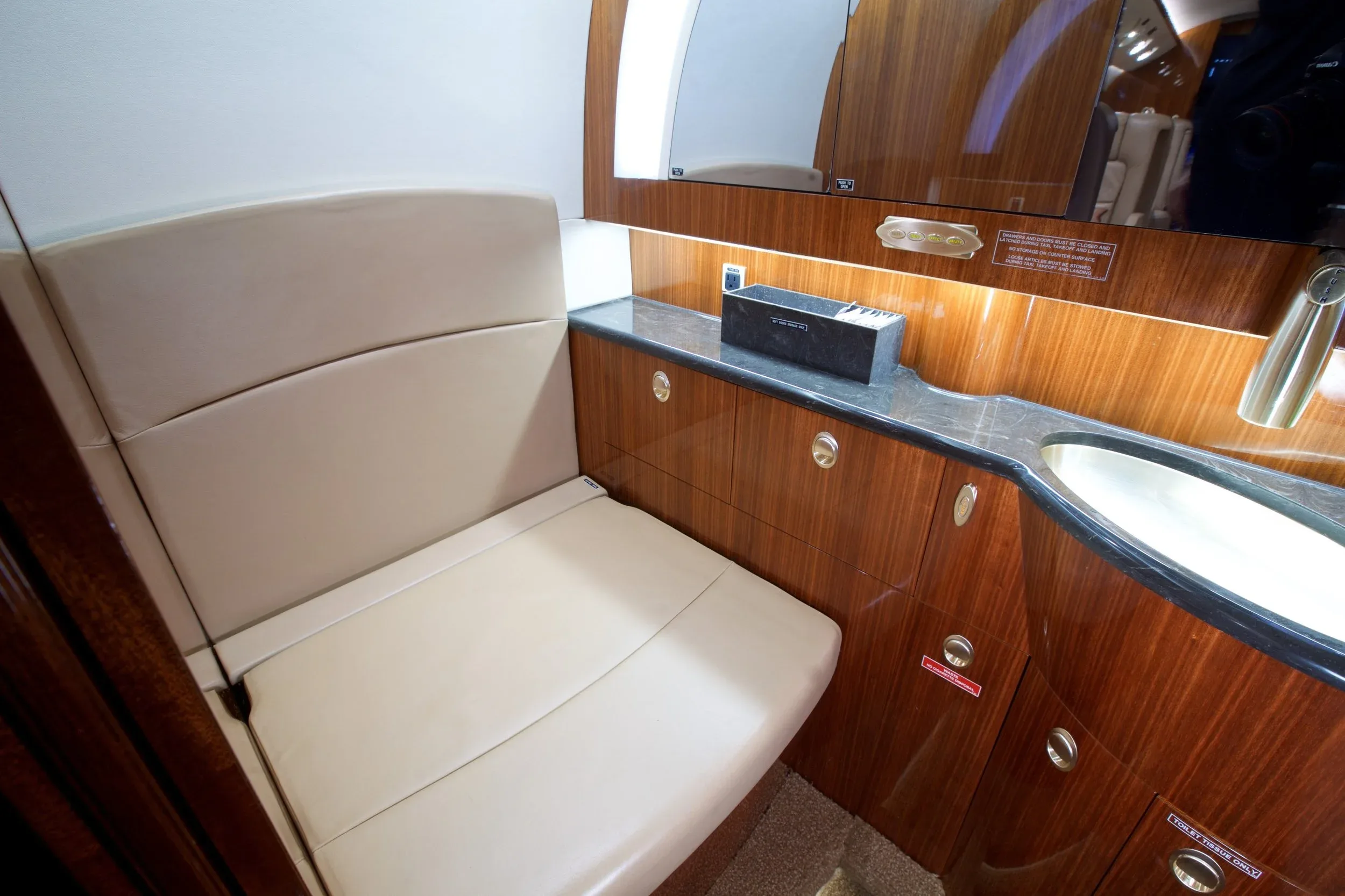 Cabin interior of a 2008 Gulfstream G150 — Carolina Jet.