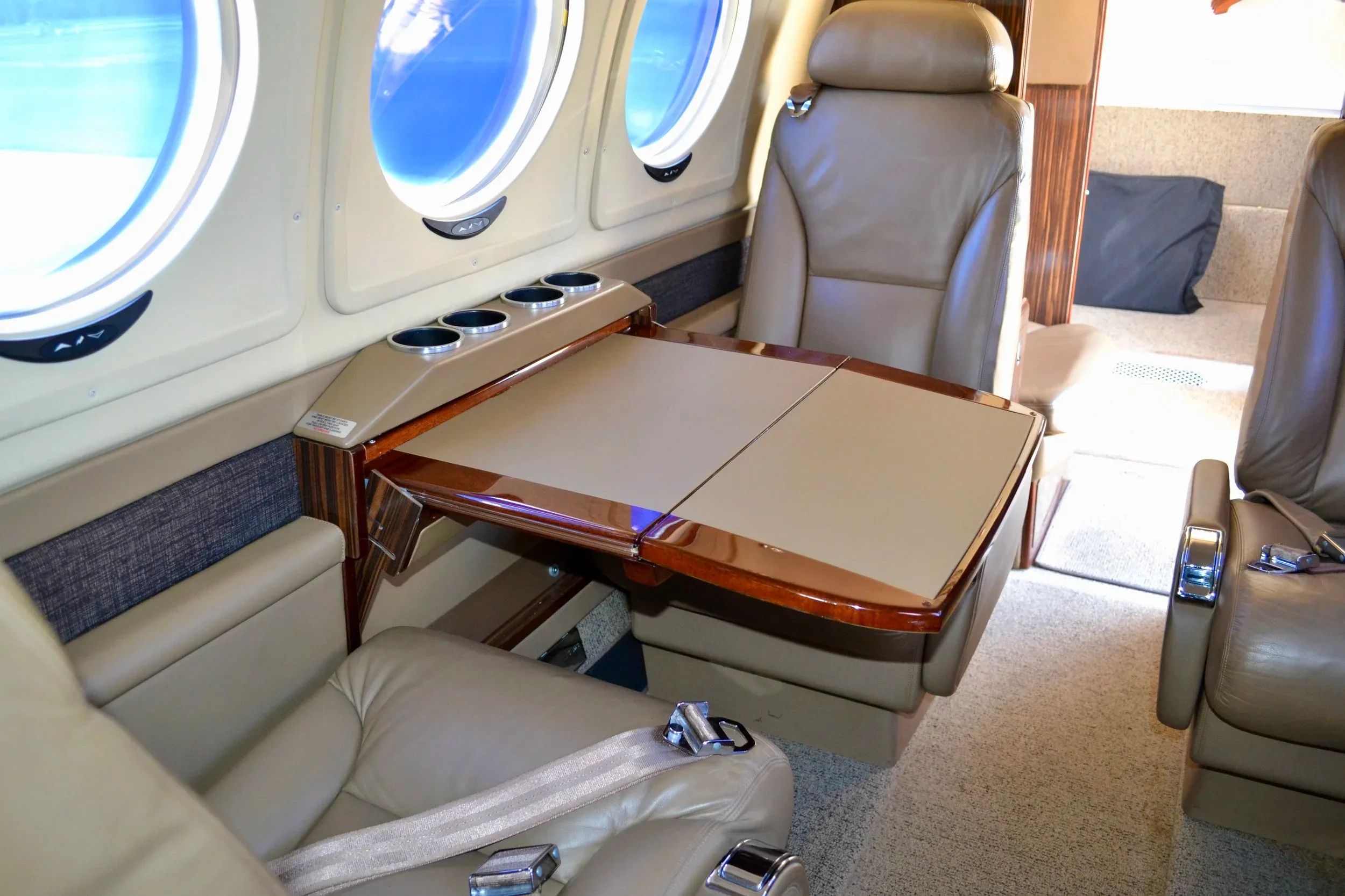 Cabin interior of a 2017 Beechcraft KING AIR 250 — Carolina Jet.