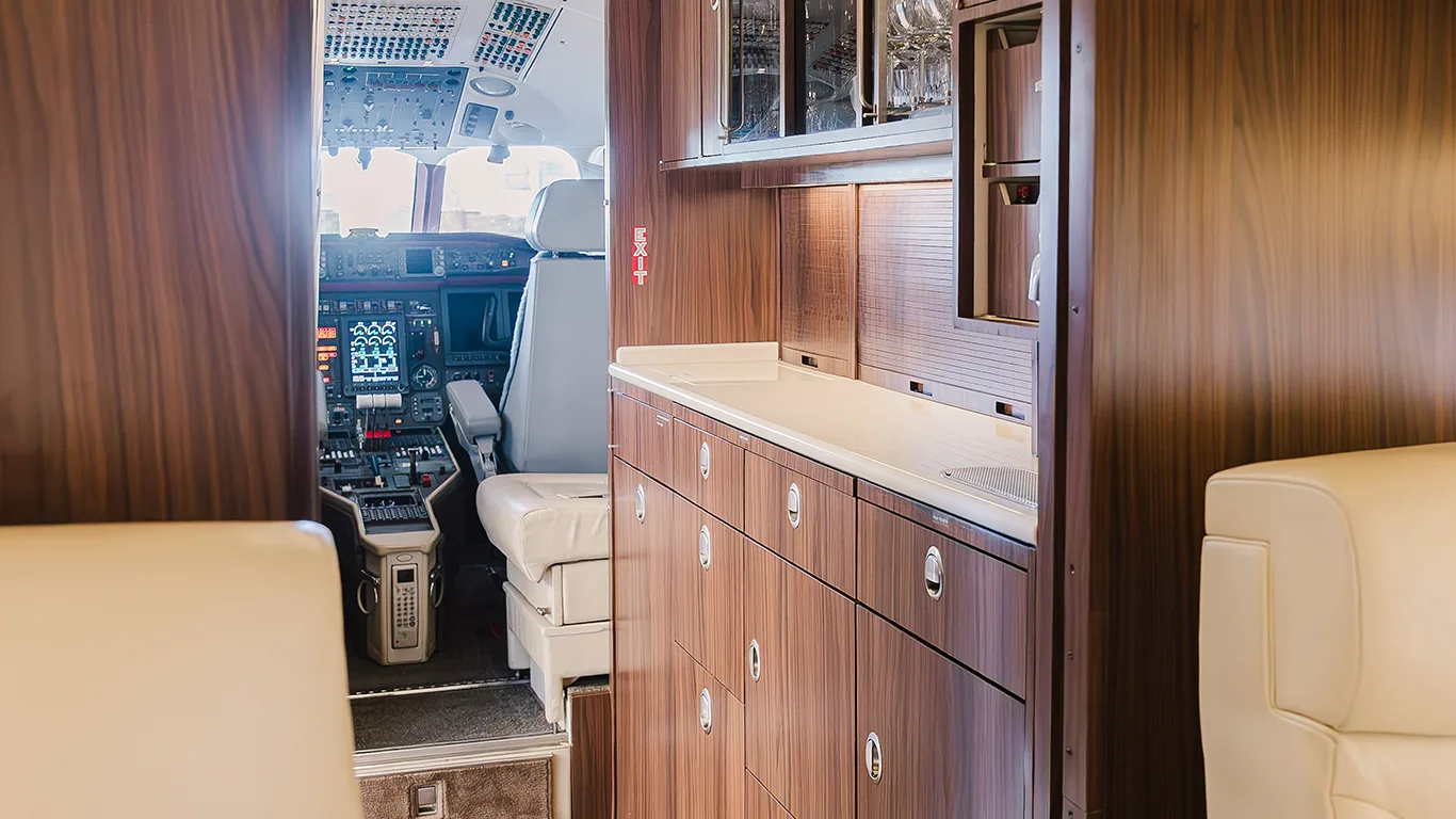 Cabin interior of a 2000 Dassault Falcon 900EX SN065.