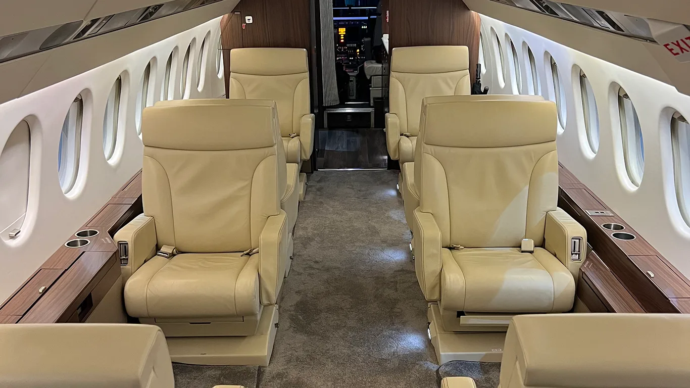 Cabin interior of a 2000 Dassault Falcon 900EX SN065.