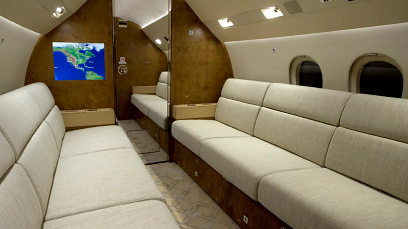 Cabin interior of a 2011 Dassault Falcon 900EXy SN238.