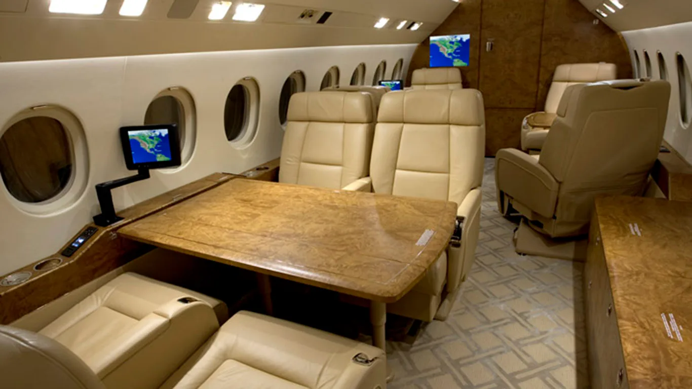 Cabin interior of a 2011 Dassault Falcon 900EXy SN238.