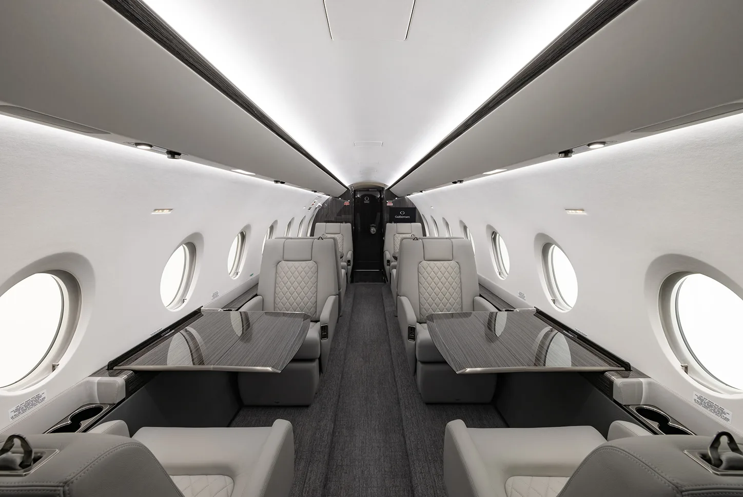 Cabin interior of a 2023 Gulfstream G280.