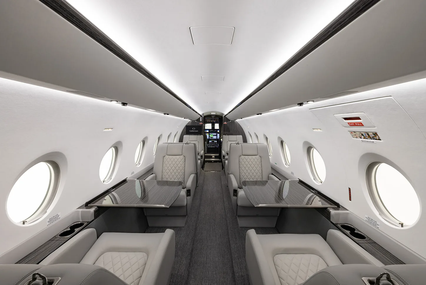 Cabin interior of a 2023 Gulfstream G280.
