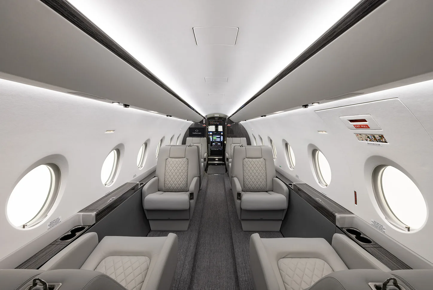 Cabin interior of a 2023 Gulfstream G280.