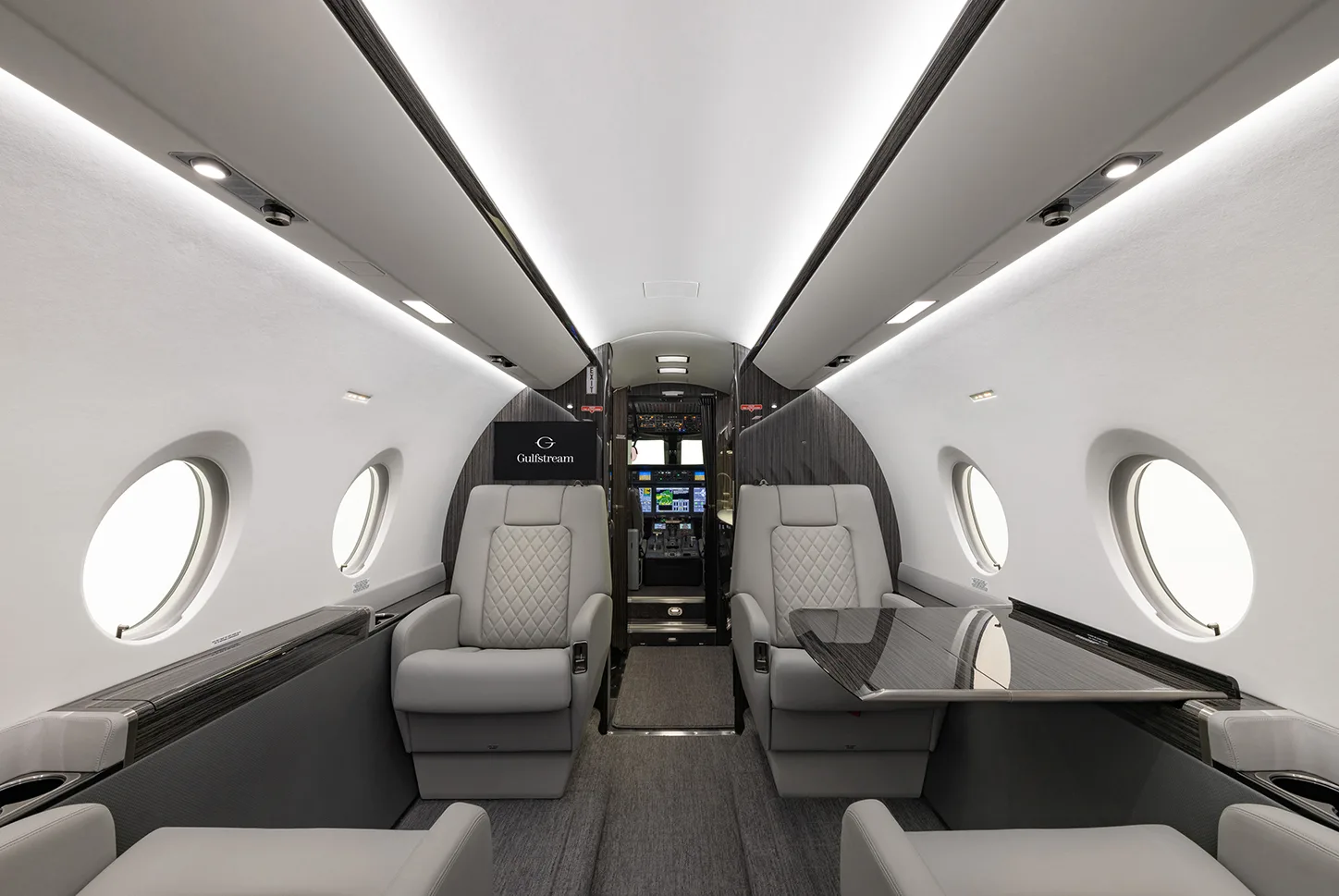 Cabin interior of a 2023 Gulfstream G280.
