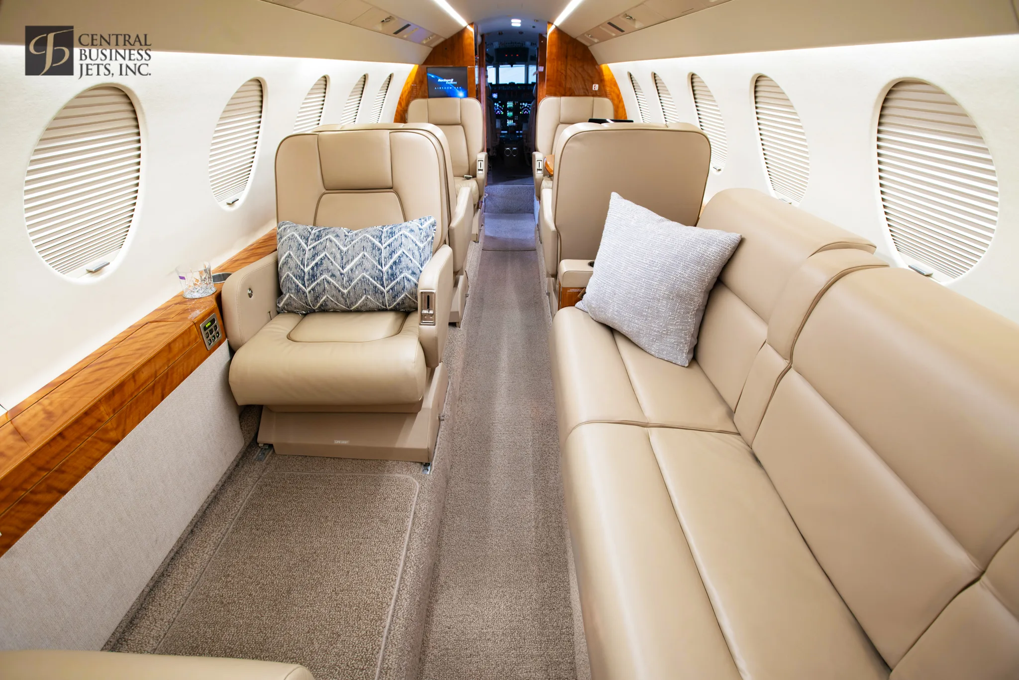 Cabin interior of a 2003 Dassault Winglets Falcon 50EX.