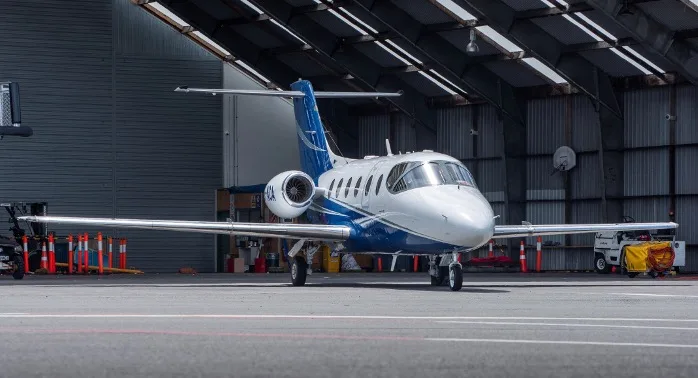 Exterior view of a 1970 Beechcraft King Air B90, N579PS.
