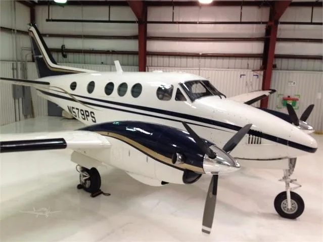 Exterior view of a 1970 Beechcraft King Air B90, N579PS.