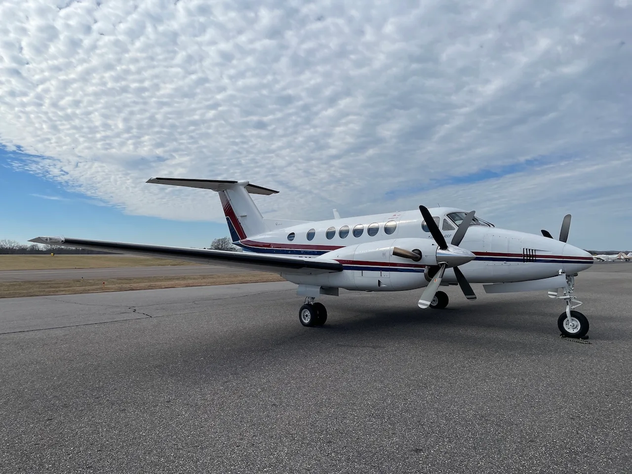 Exterior view of a 1975 Beechcraft King Air 200.