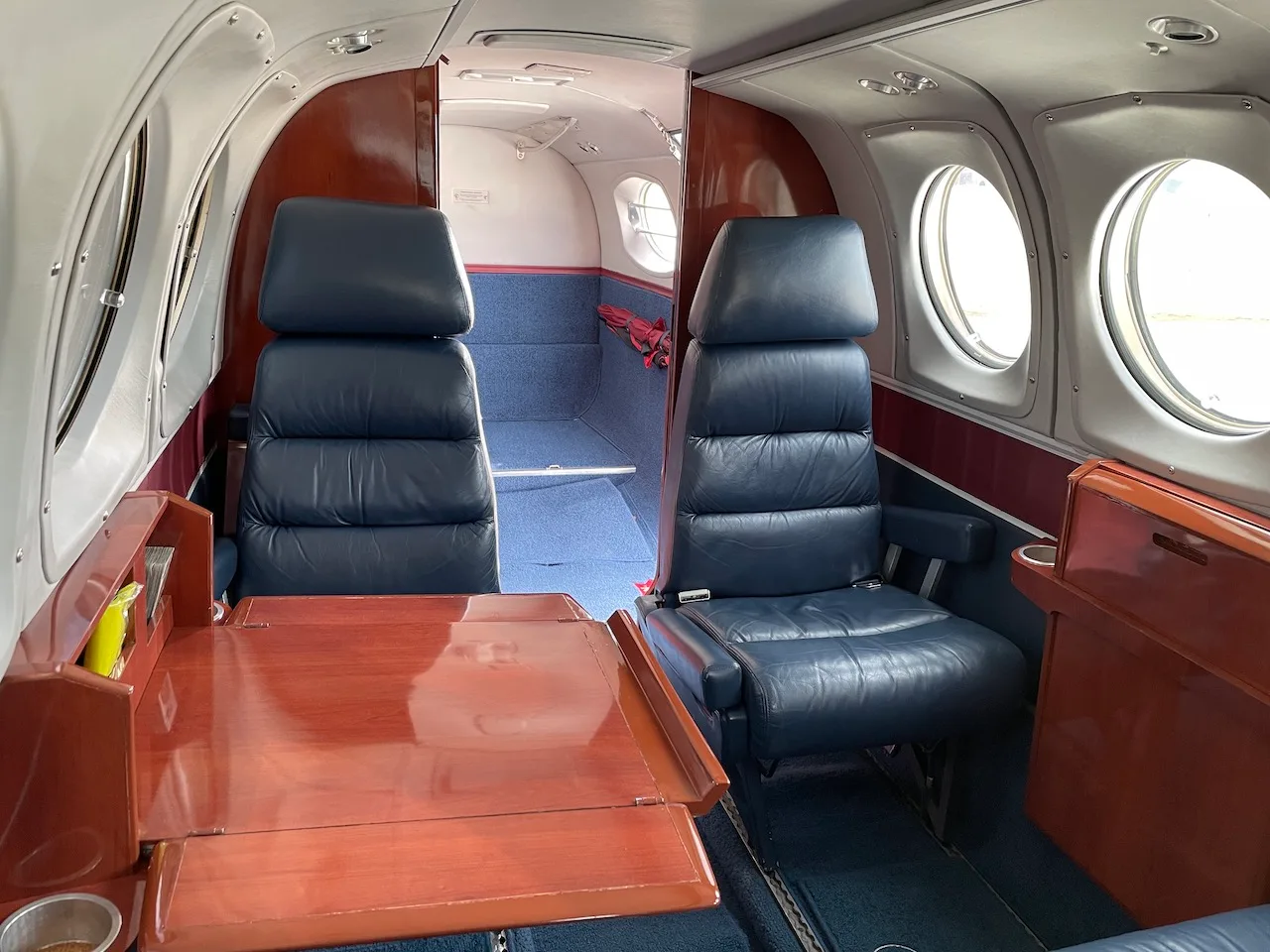 Cabin interior of a 1975 Beechcraft King Air 200.