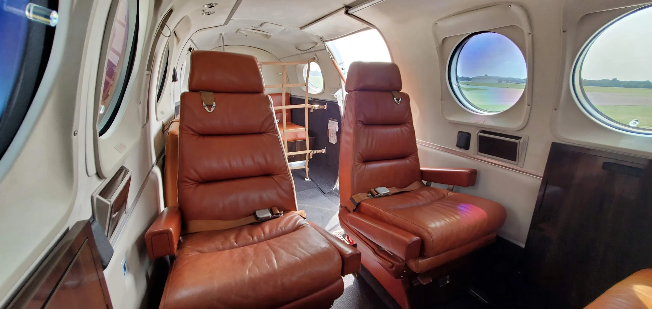 Cabin interior of a 1983 Beechcraft King Air F90-1.