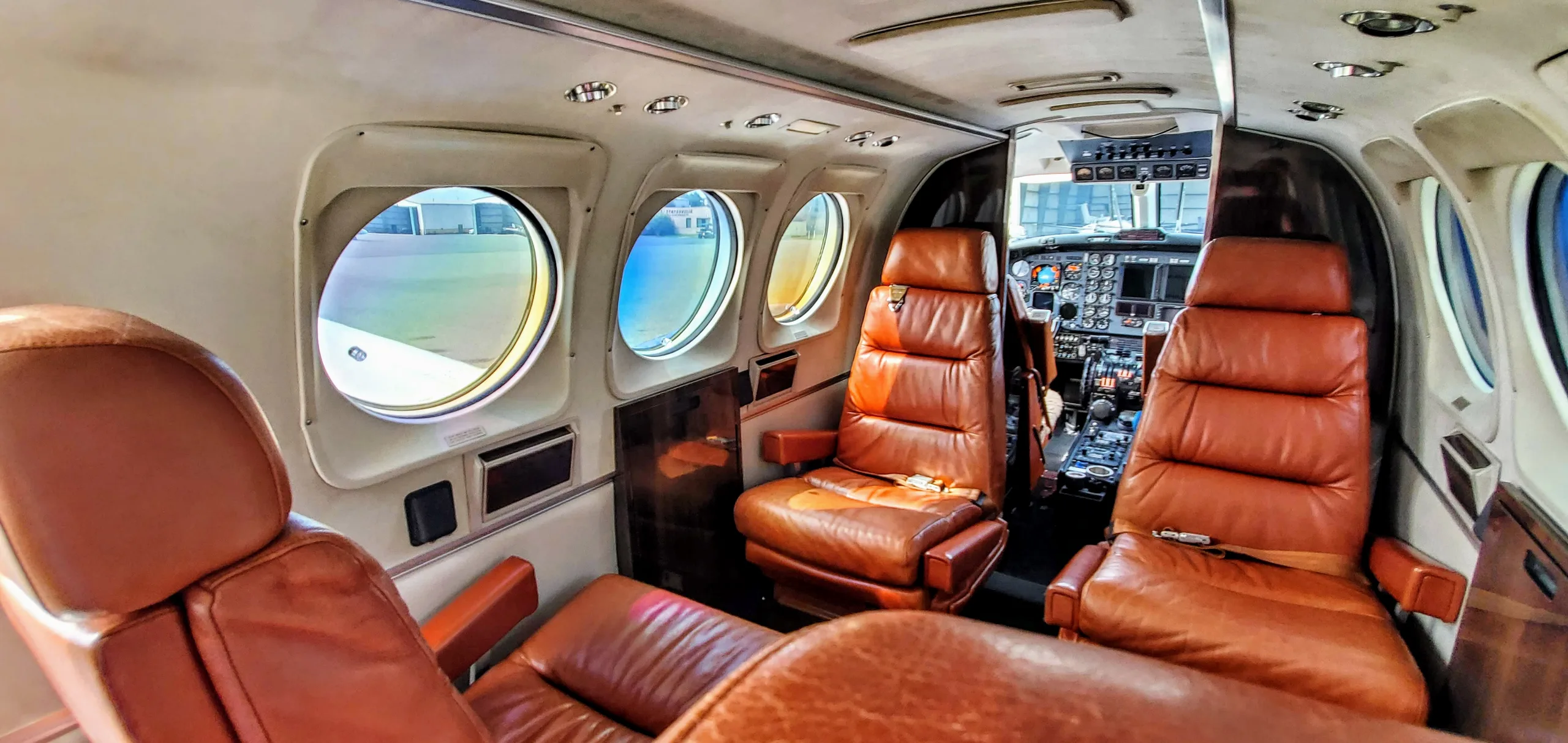 Cabin interior of a 1983 Beechcraft King Air F90-1.
