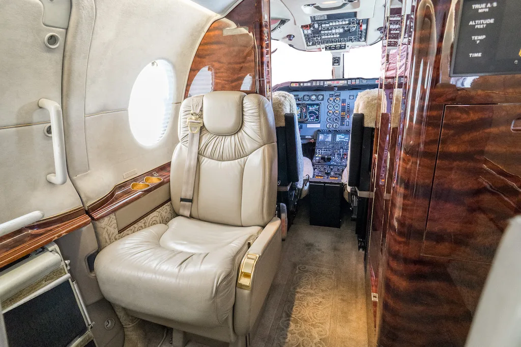 Cabin interior of a 2002 Beechjet 400A.