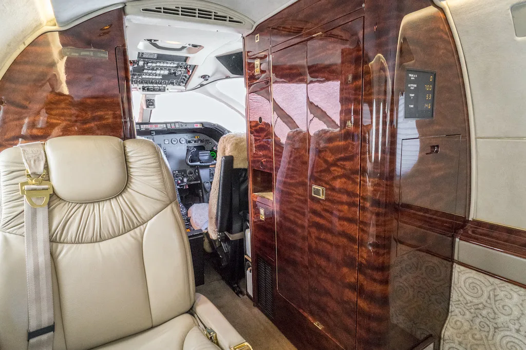 Cabin interior of a 2002 Beechjet 400A.