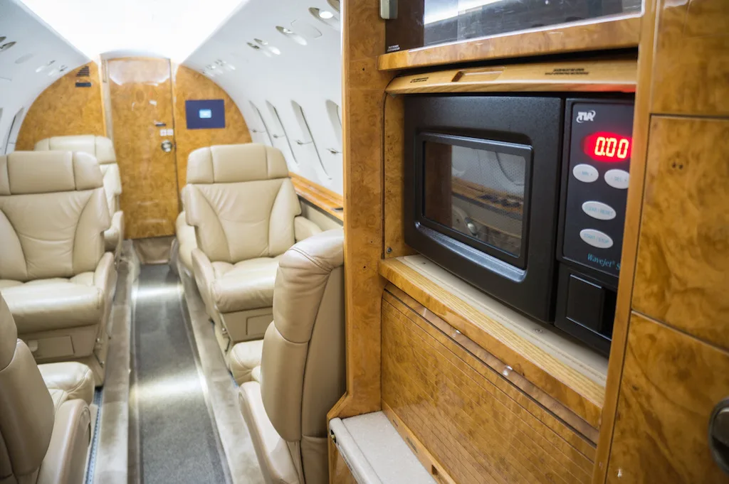 Cabin interior of a 2006 Hawker 850XP.
