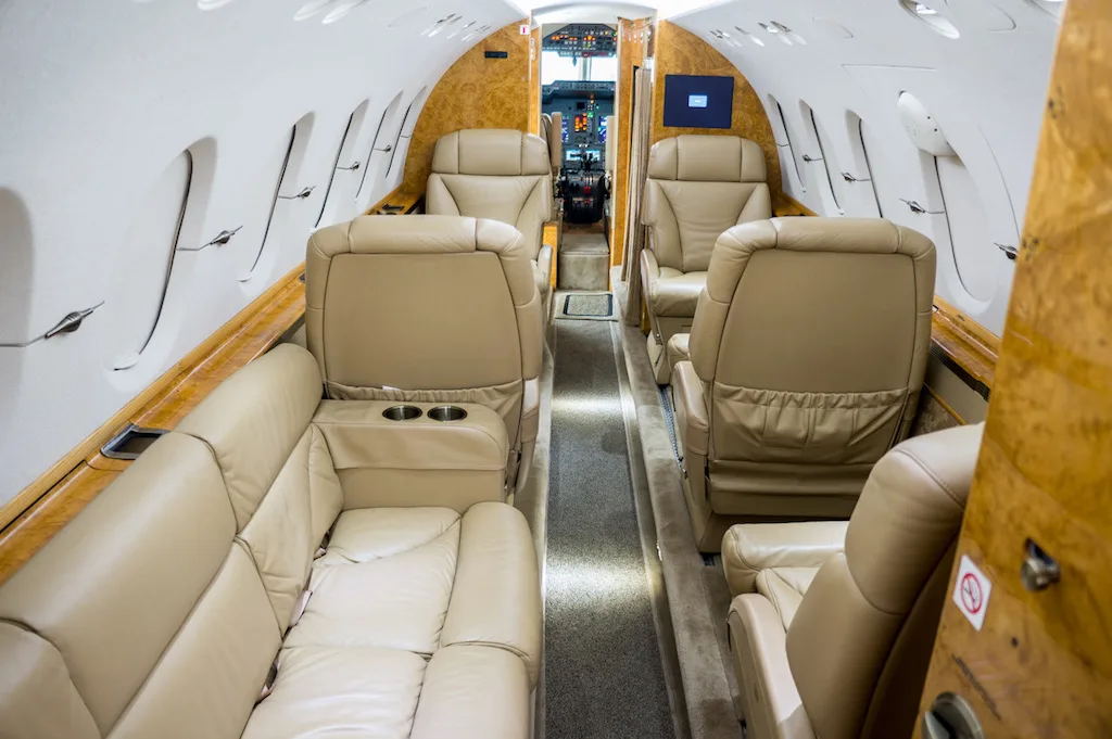 Cabin interior of a 2006 Hawker 850XP.