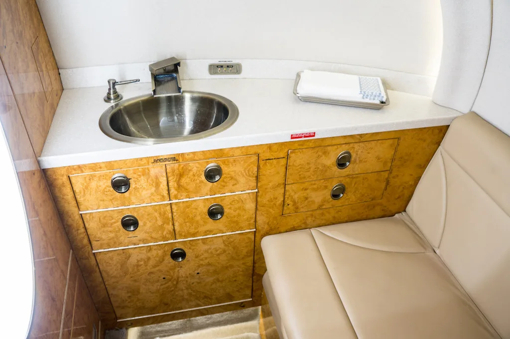 Cabin interior of a 2006 Hawker 850XP.