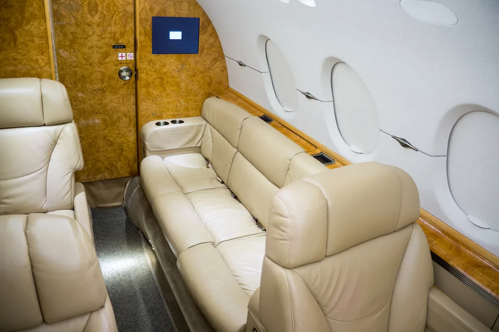 Cabin interior of a 2006 Hawker 850XP.