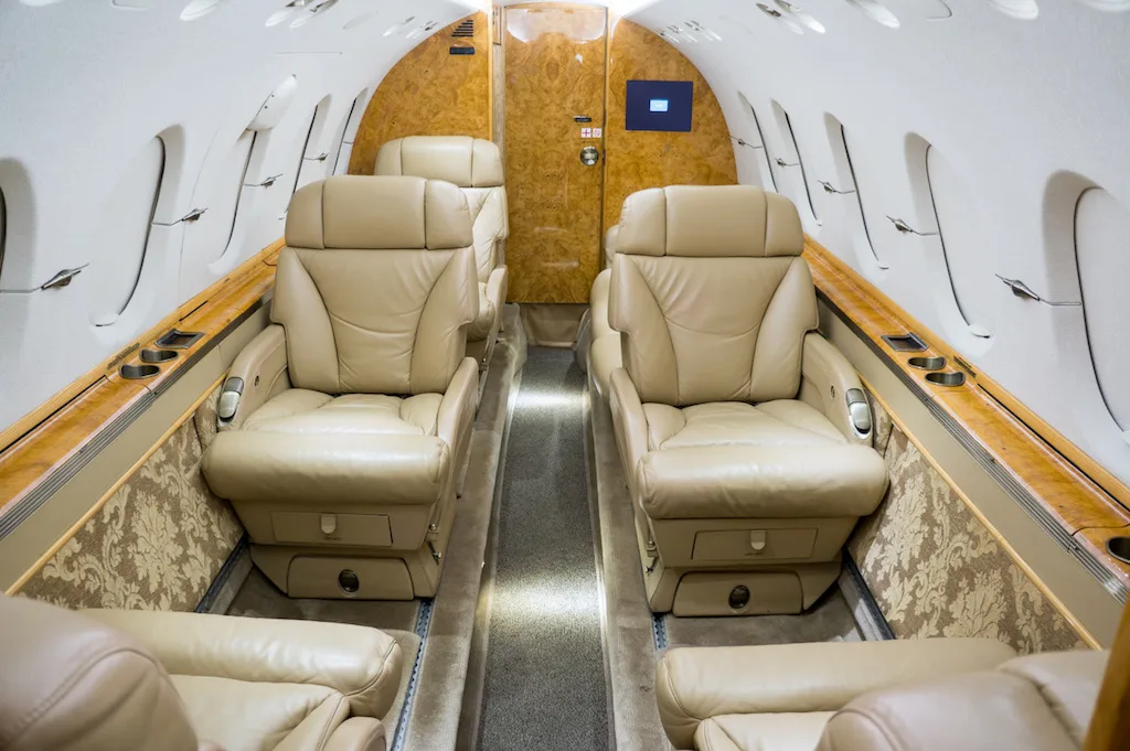 Cabin interior of a 2006 Hawker 850XP.