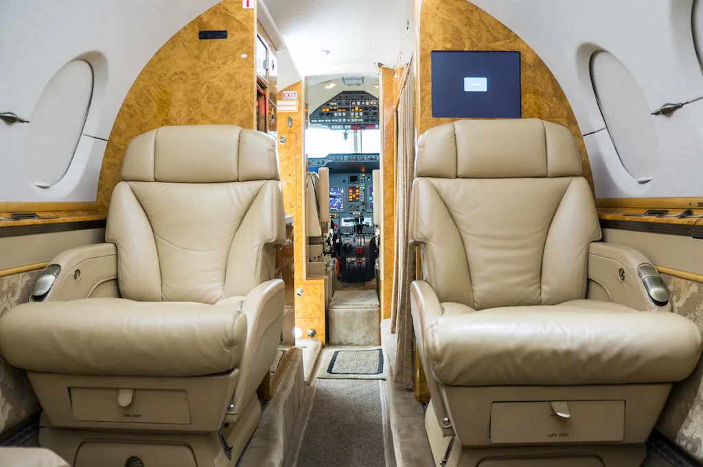 Cabin interior of a 2006 Hawker 850XP.