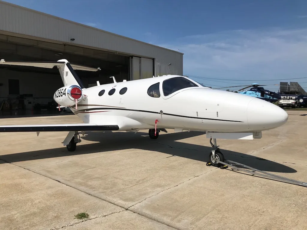 Exterior view of a 2008 Cessna Citation Mustang, N2864.