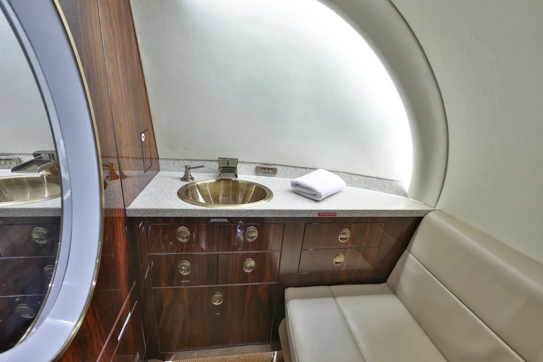 Cabin interior of a 2008 Hawker 850XP.
