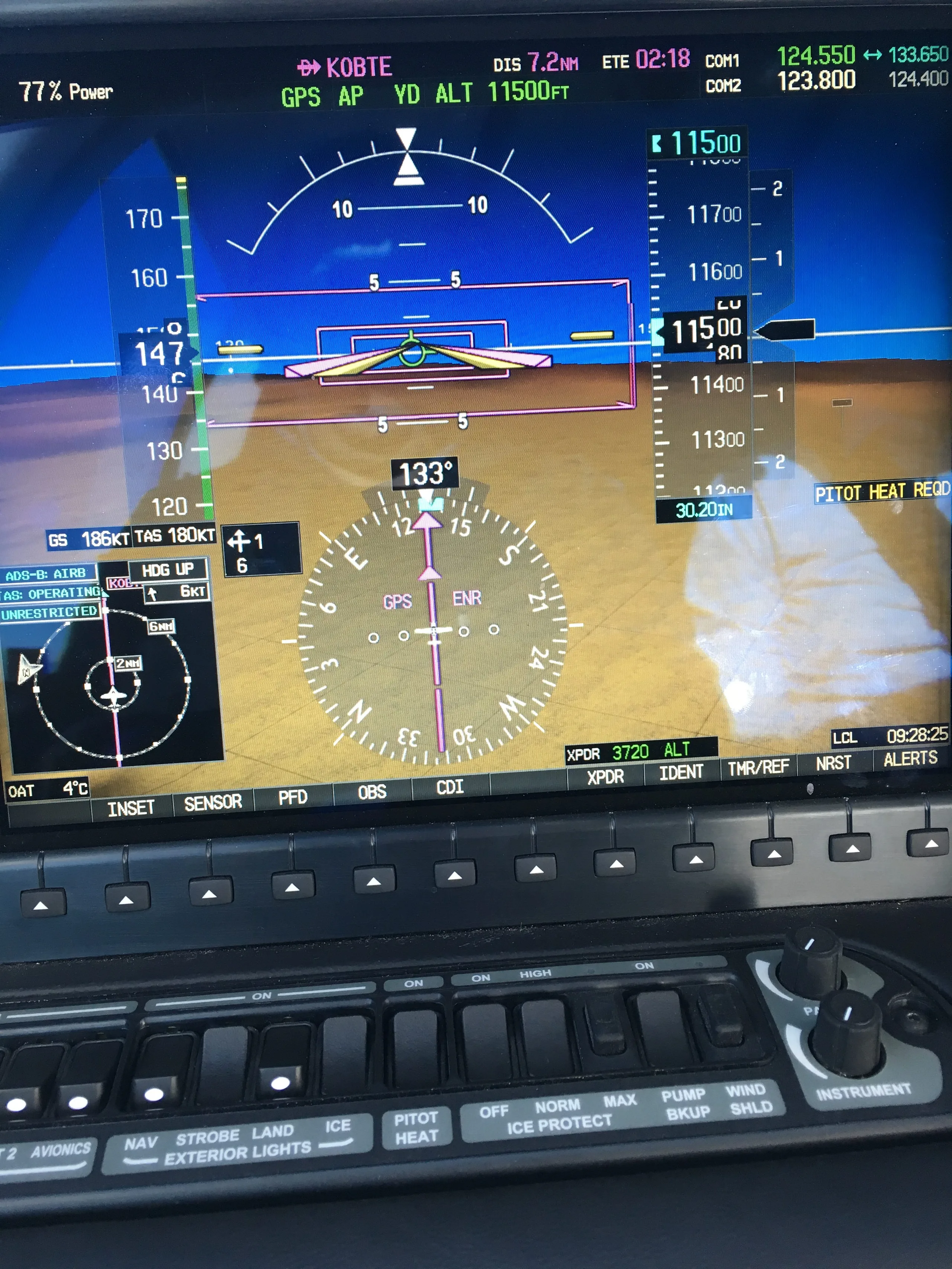 Avionics suite of a 2016 Cirrus SR22T.