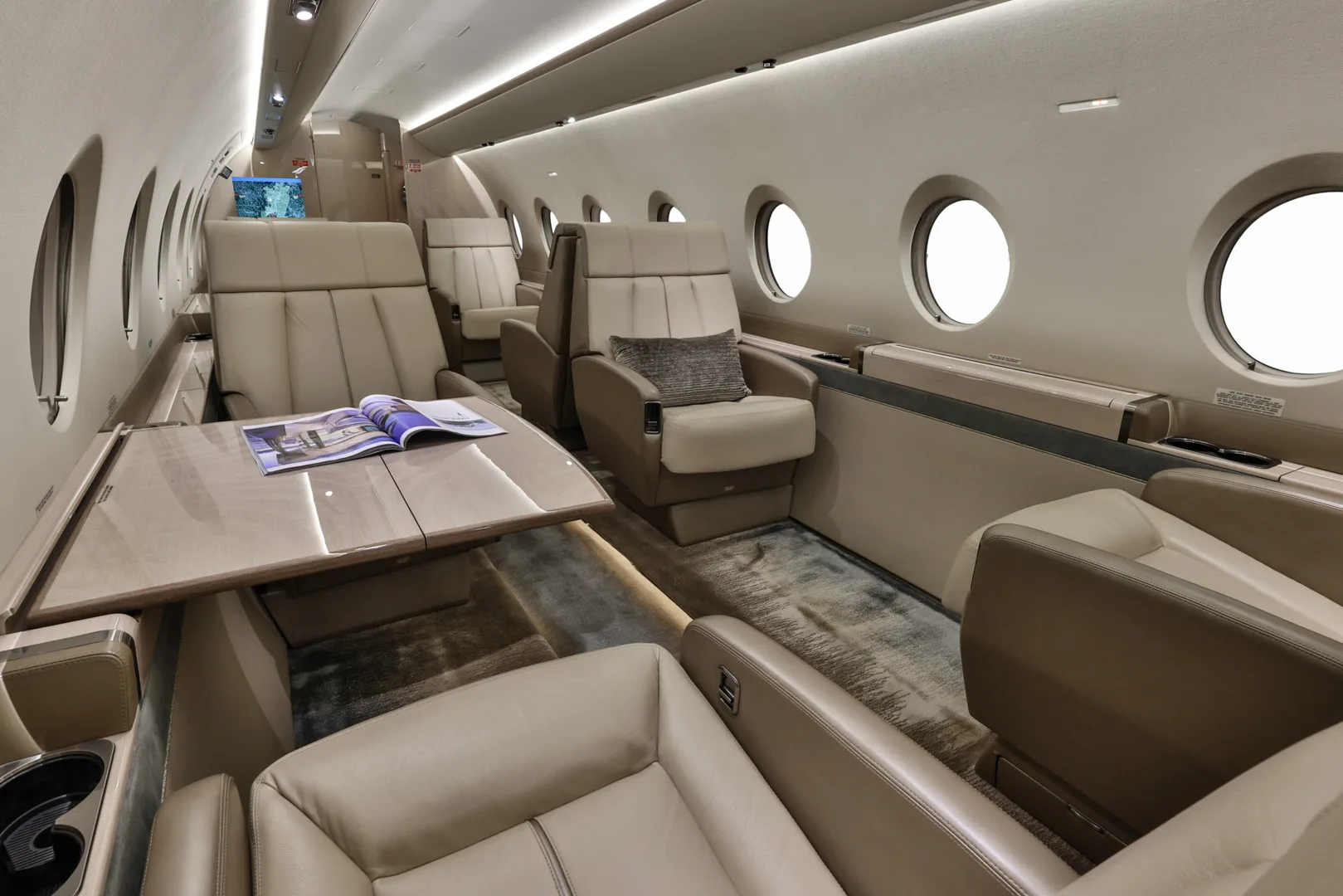 Cabin interior of a 2017 Gulfstream G280.