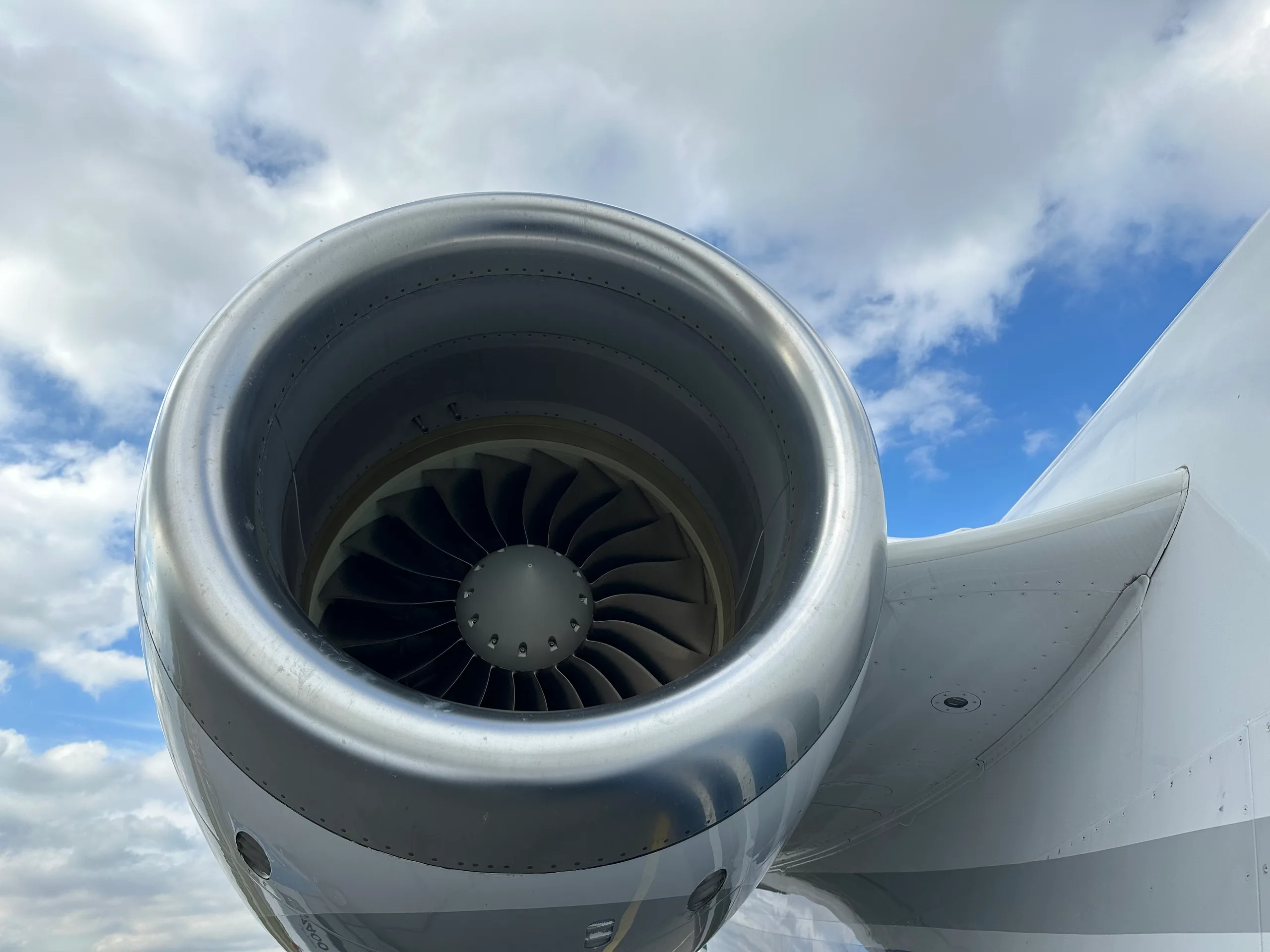 Engine detail of a 2019 Dassault Falcon 2000LXS.