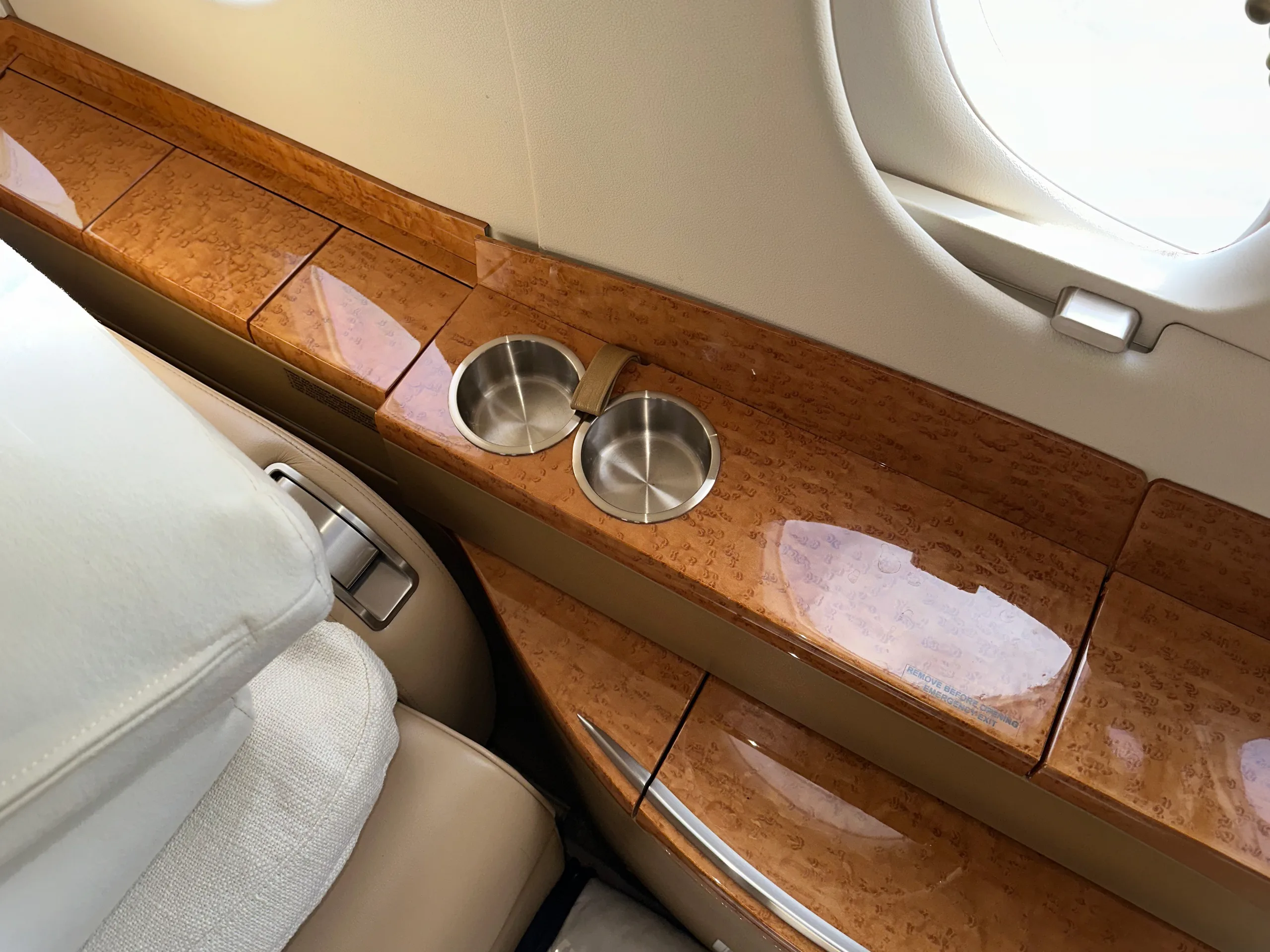 Cabin interior of a 2019 Dassault Falcon 2000LXS.