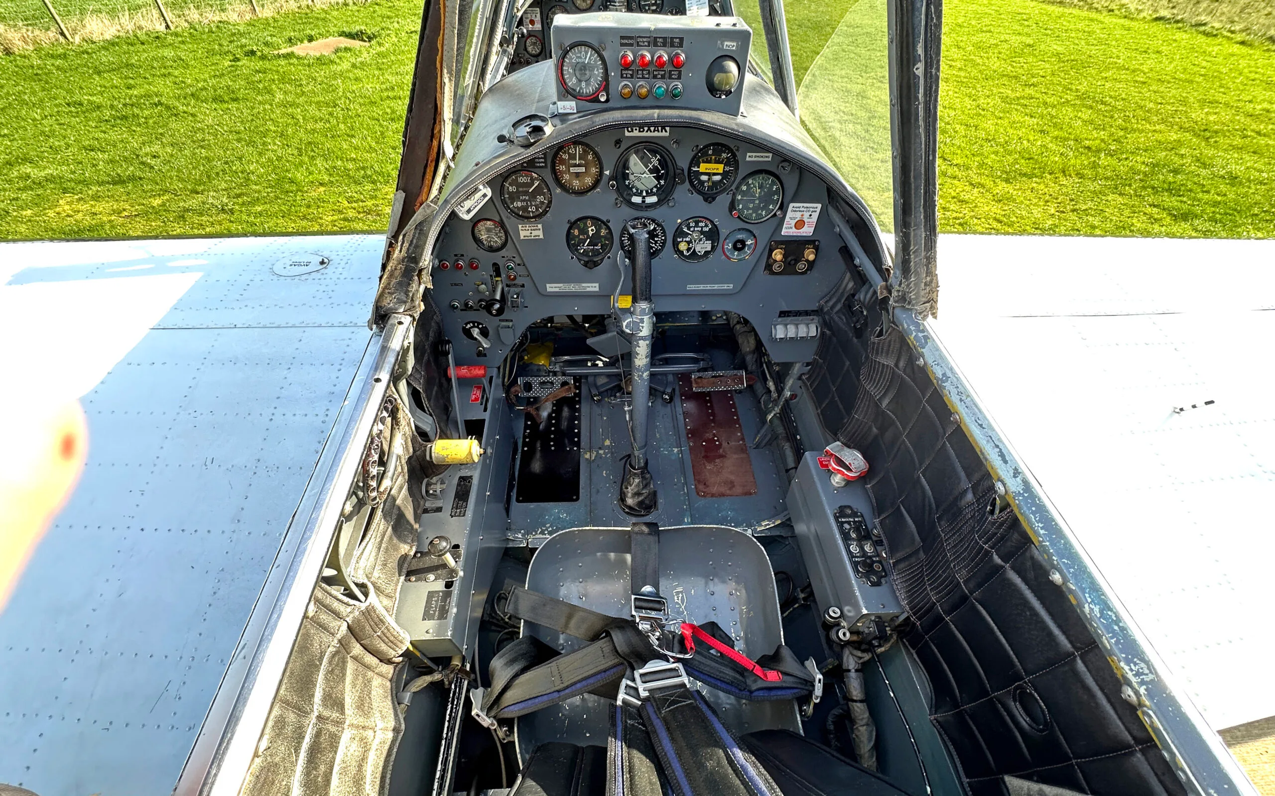 Cockpit and instrument panel of a 1981 Yak 52 M14PF 400hp £56,500 - CK Aviation.