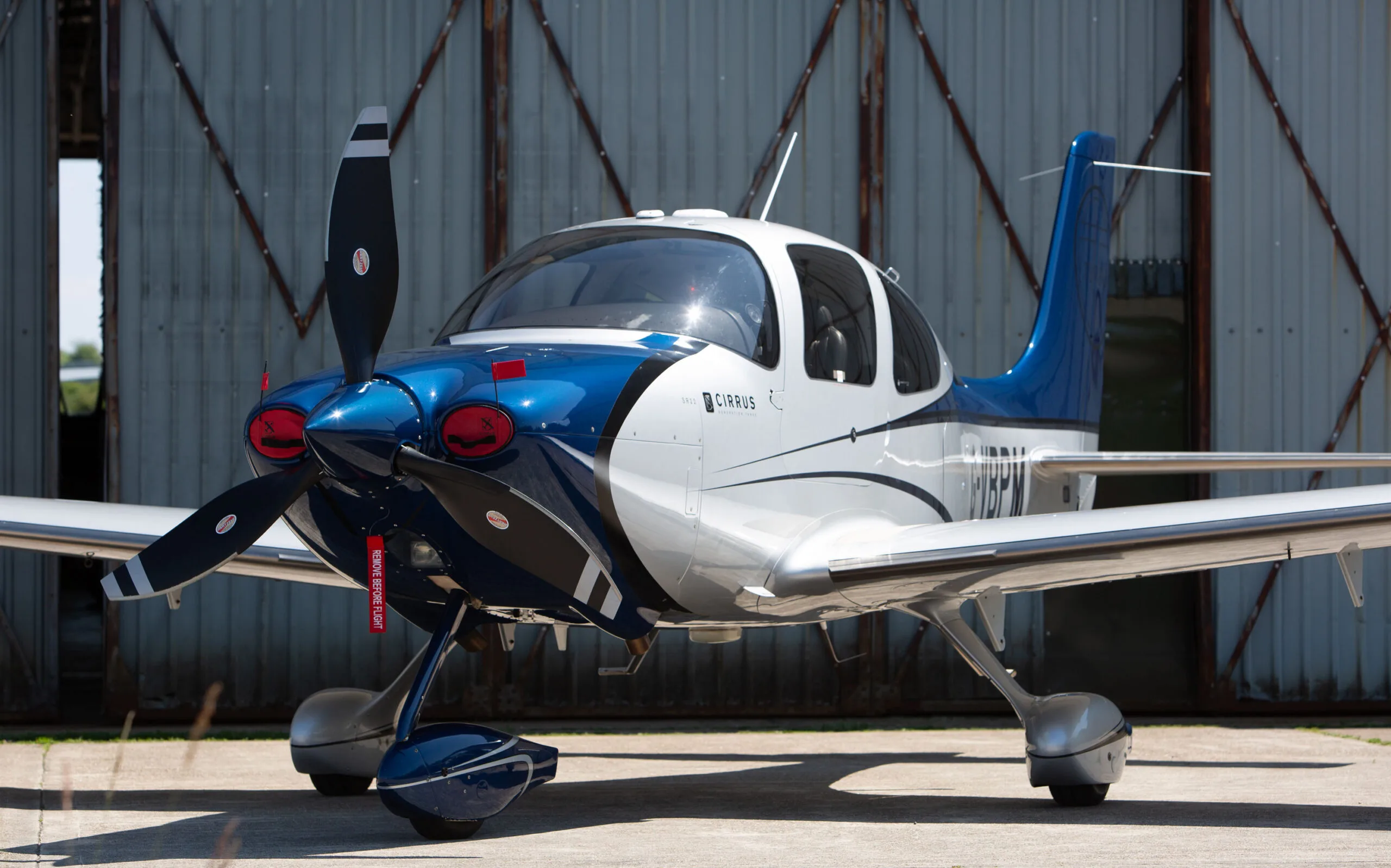 Exterior view of a 2008 Cirrus SR22TN GTS G3 £325,000 VAT PAID - CK Aviation, G-VBPM.