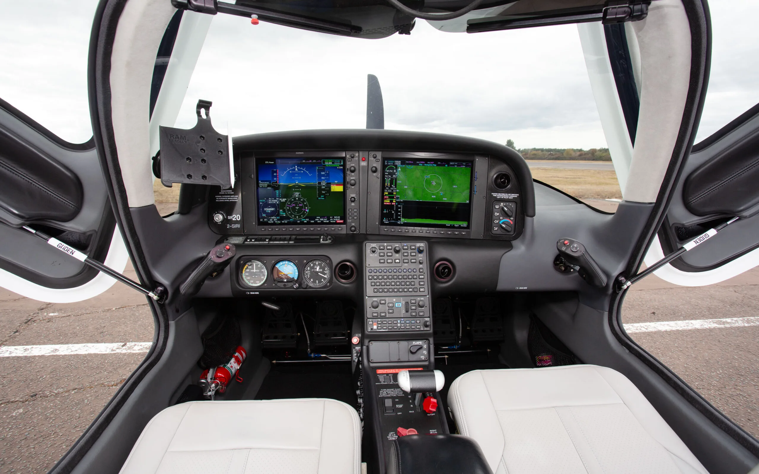Cockpit and instrument panel of a 2019 Cirrus SR20 G6 VAT PAID.