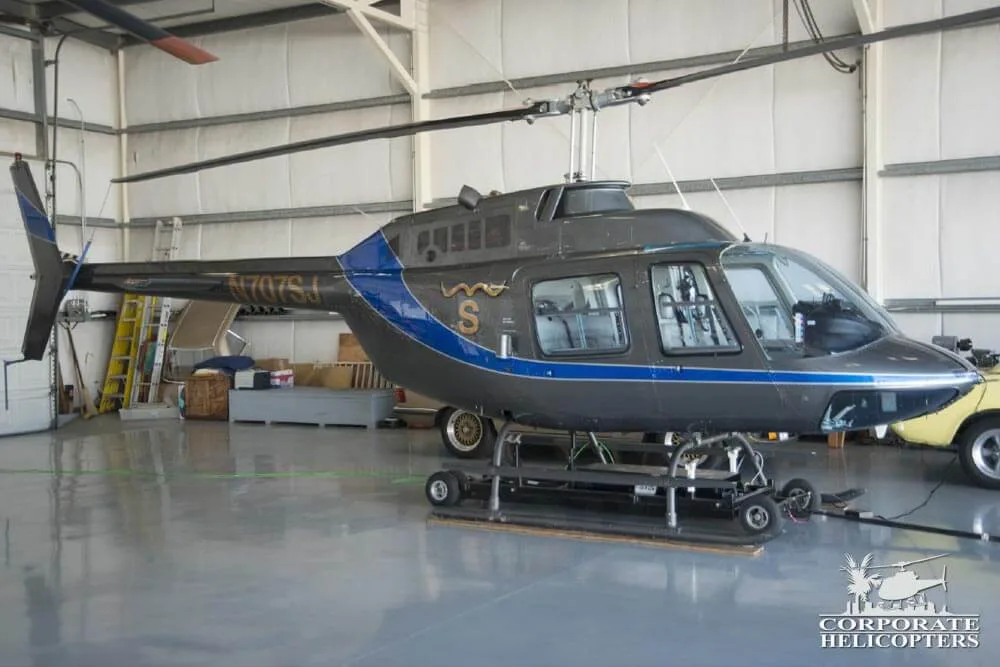 Exterior view of a 1981 Bell 206 BIII JetRanger, N707SJ.