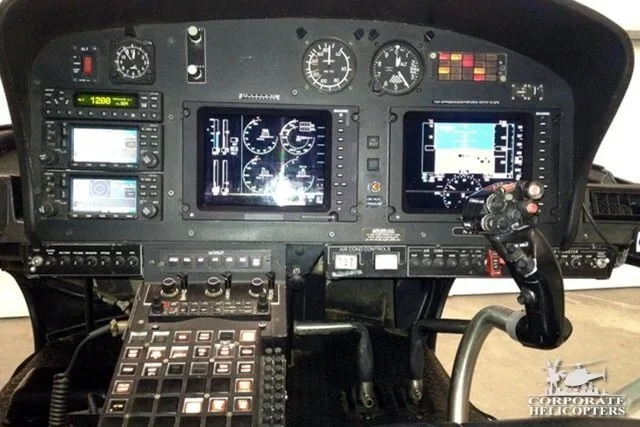 Cockpit and instrument panel of a 1993 Eurocopter AS350 B2.