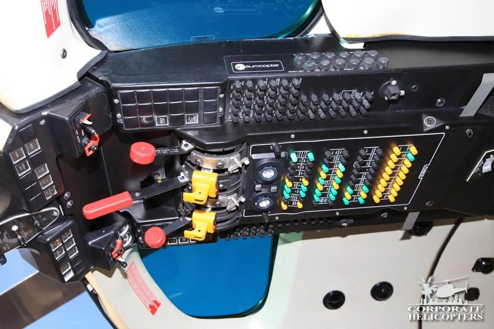 Cockpit and instrument panel of a 2001 Eurocopter AS355N.