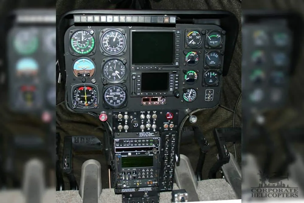 Cockpit and instrument panel of a 2002 MD 520N.