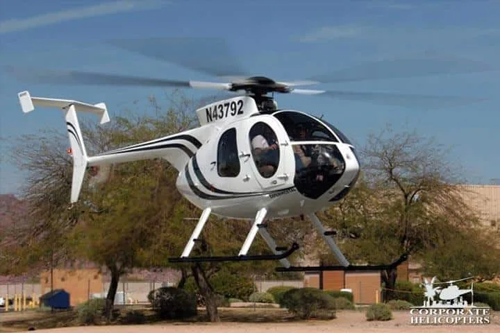 Exterior view of a 2010 McDonnell Douglas MD 500E, N43792.