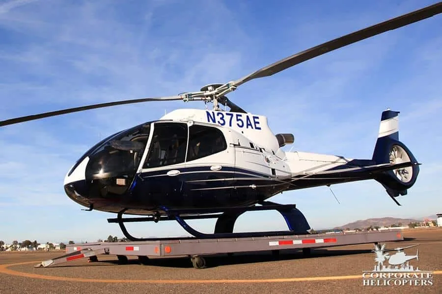 Exterior view of a 2013 Eurocopter EC130 T2, N375AE.