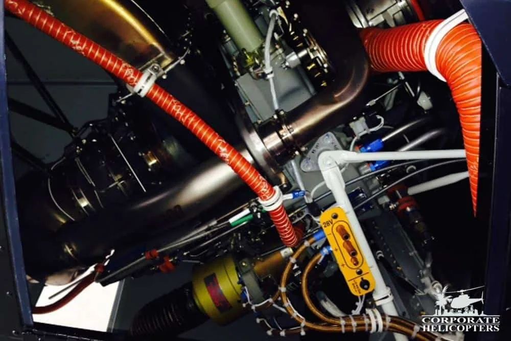 Engine detail of a 2014 Robinson R66 Turbine.