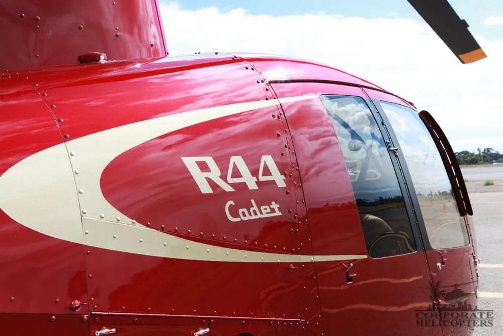 Exterior view of a 2017 Robinson R44 Cadet.