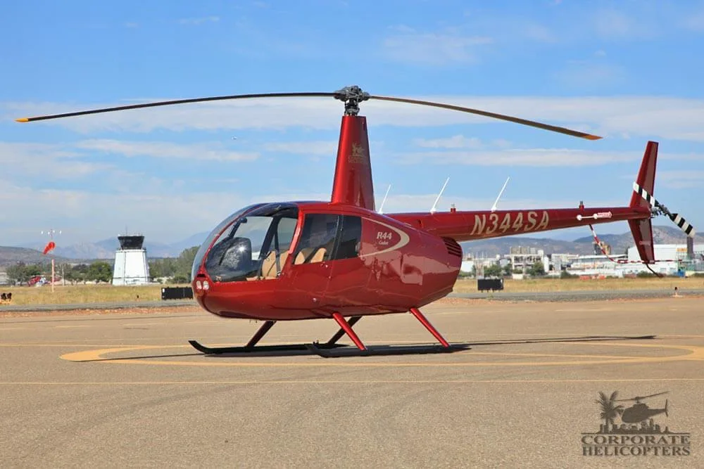 Exterior view of a 2017 Robinson R44 Cadet.
