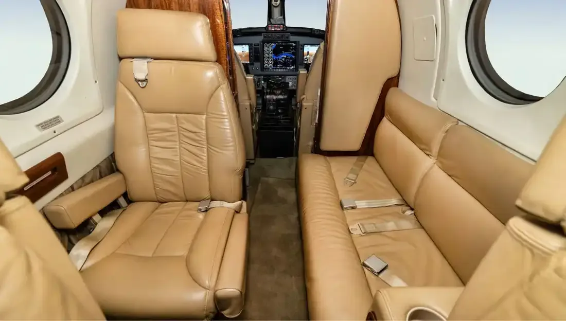 Cabin interior of a 1988 Beechcraft king air b200.
