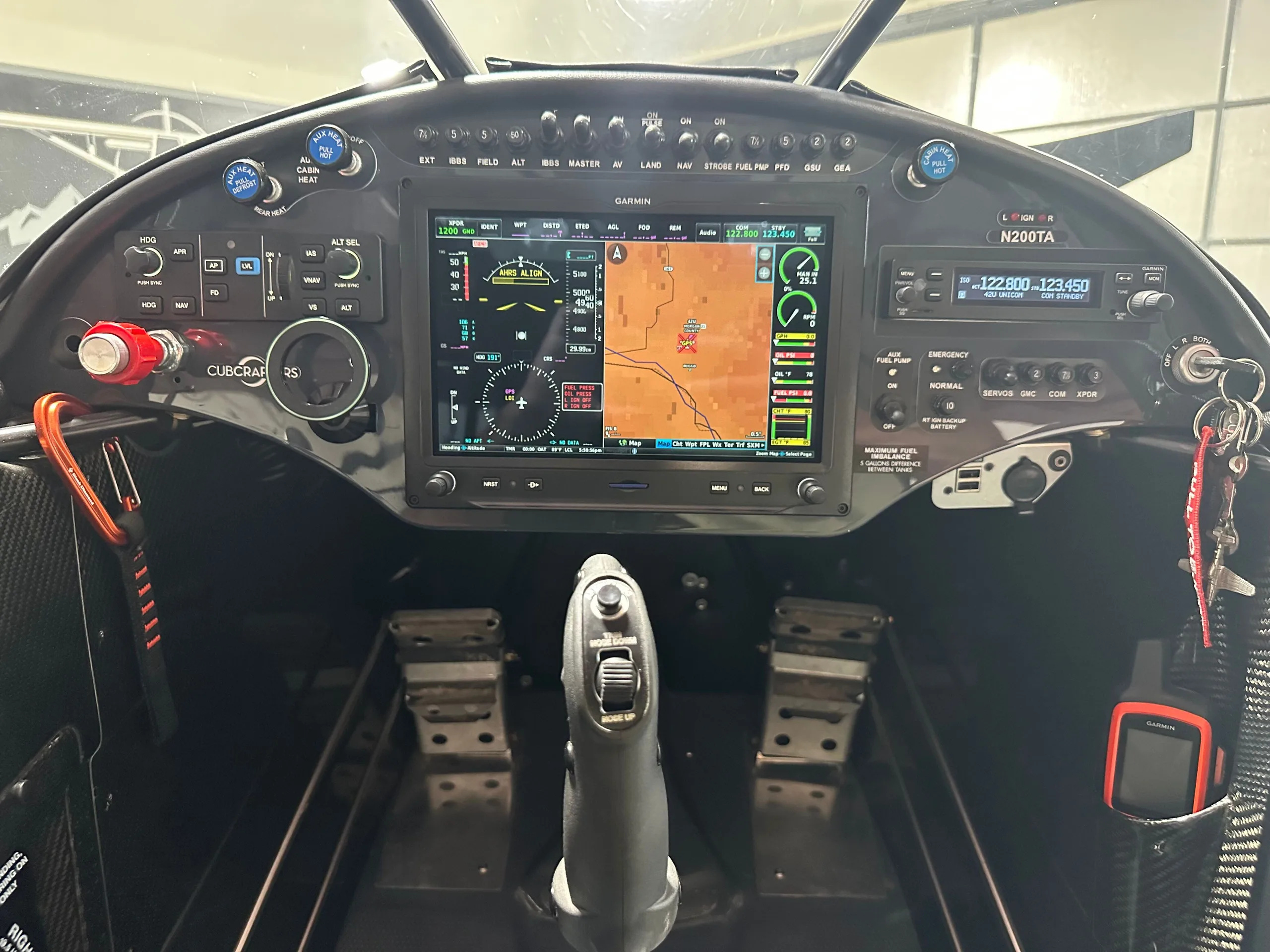 Cockpit and instrument panel of a 2019 CubCrafters.