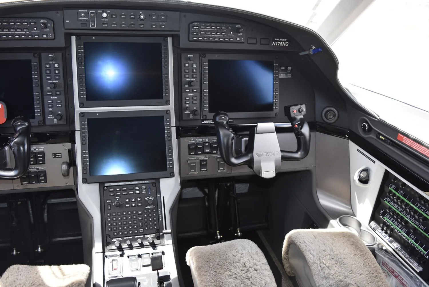 Avionics suite of a 2018 Pilatus.