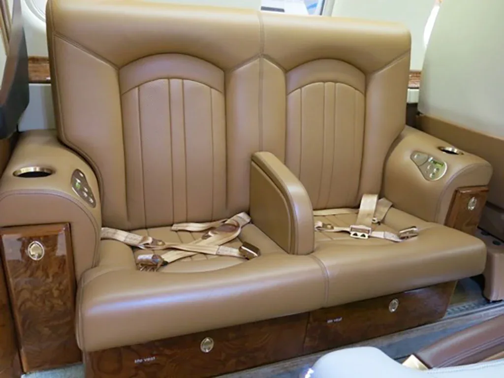Cabin interior of a 1999 Bombardier Learjet 60.