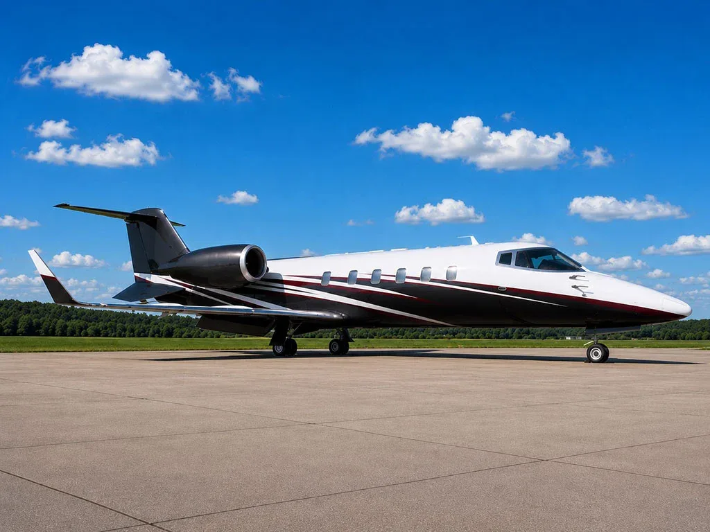 Exterior view of a 1999 Bombardier Learjet 60.