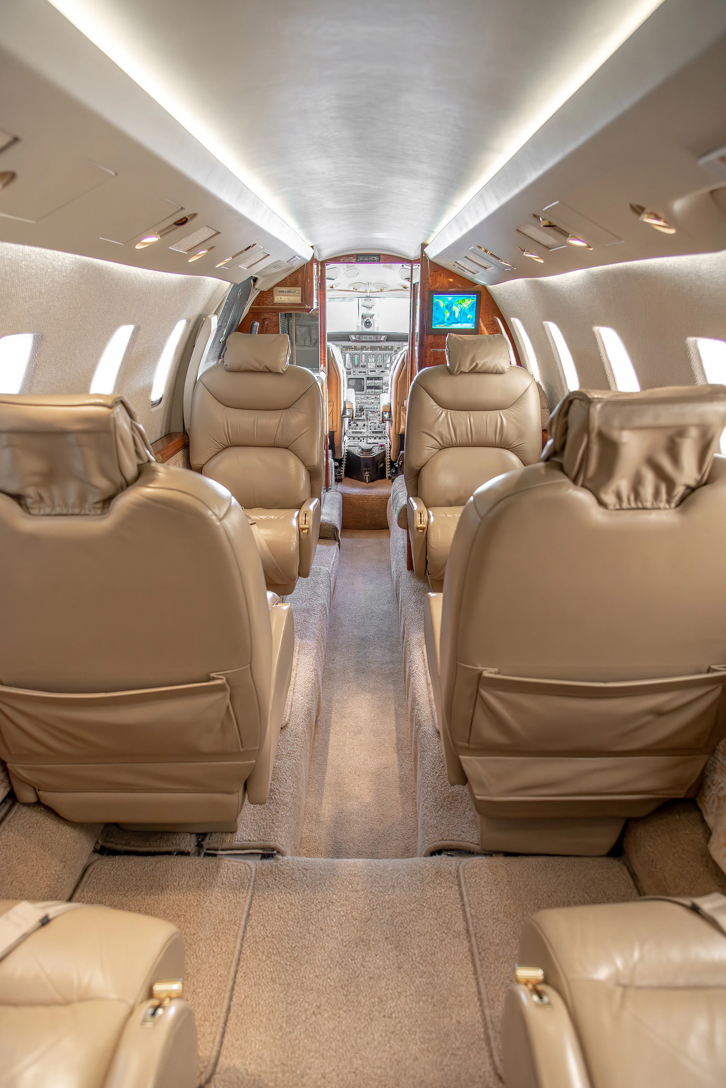 Cabin interior of a 1996 Cessna CITATION VII.